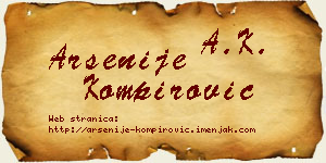 Arsenije Kompirović vizit kartica